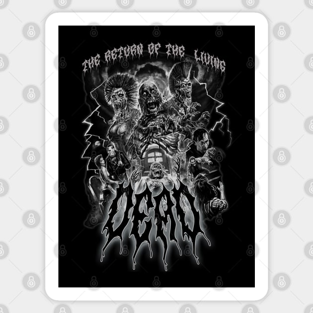 The Return Of The Living Dead, Vintage Horror. (Black & White) Sticker by The Dark Vestiary